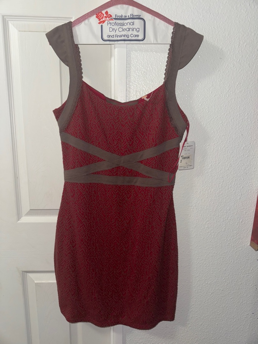 Free People Burgundy Mini Dress with Taupe Accents